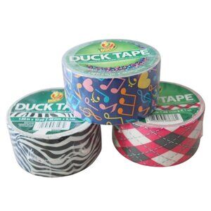 New Duck Tape Black and White Zebra, Colorful Musical Notes, and Pink Argyle